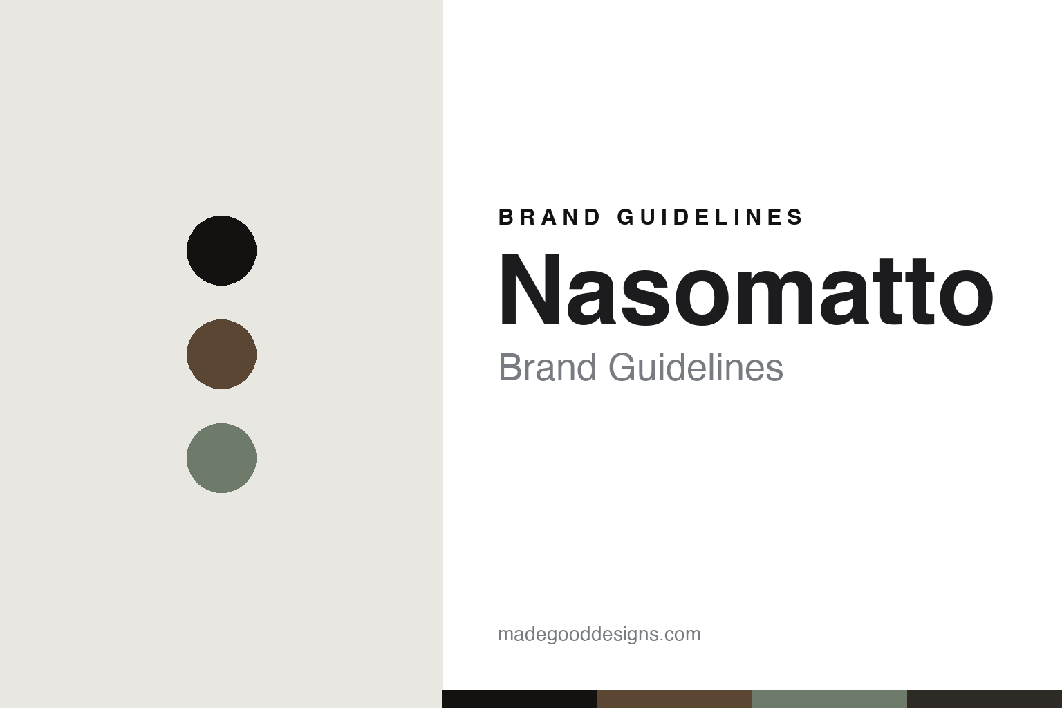 Abstract homage cover for Nasomatto brand guidelines — colour discs and swatches, not a Nasomatto asset
