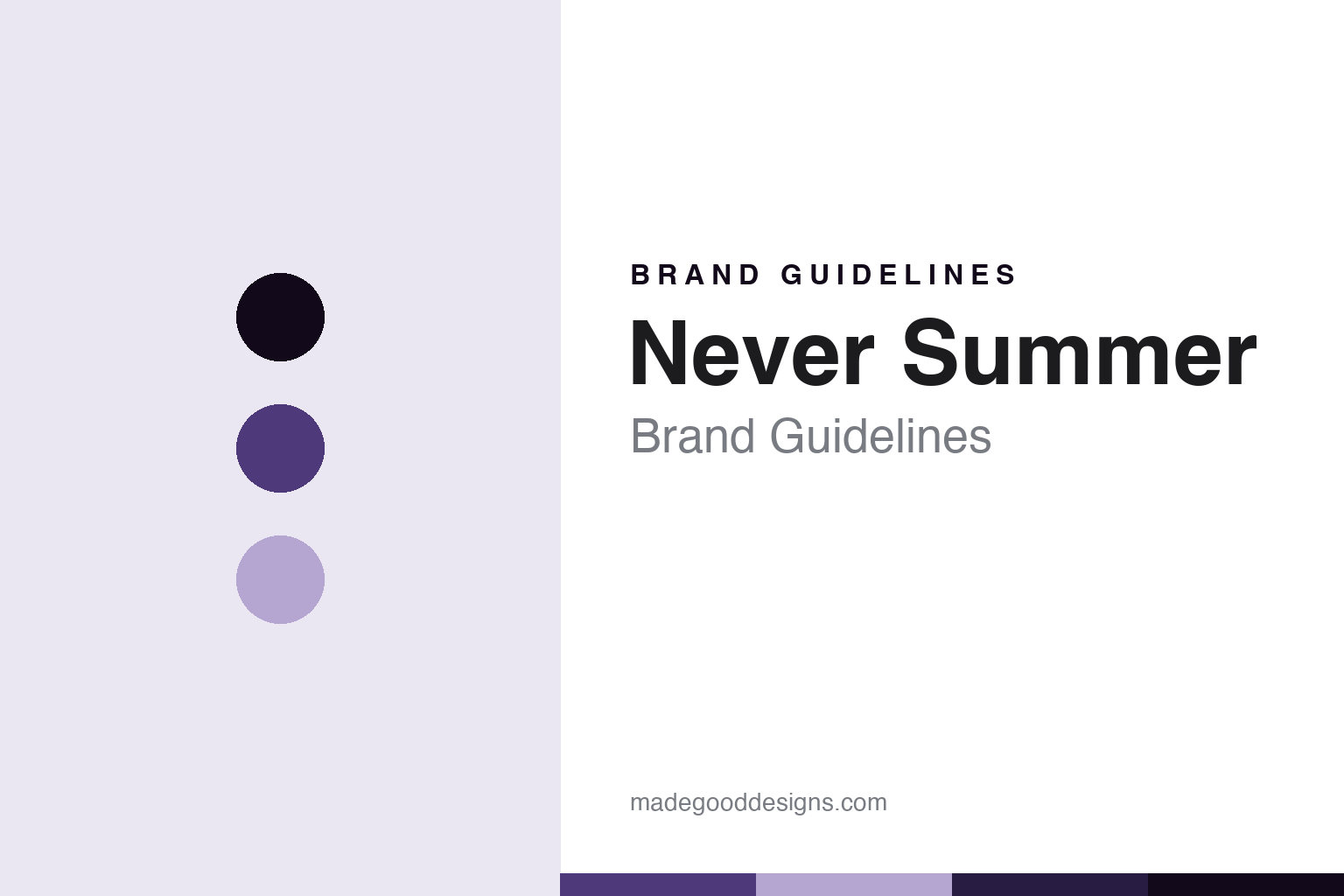 Never Summer snowboards brand guidelines — abstract mountain-violet palette and mountain-sans cover homage (not affiliated)