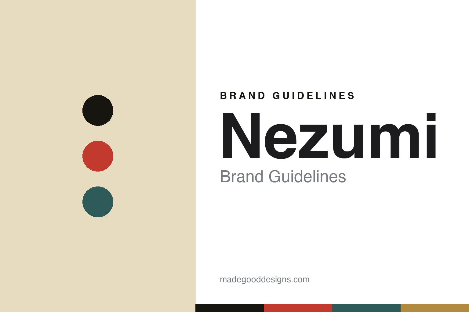 Nezumi brand guidelines — abstract colour-disc homage (racing red and petrol), not the Nezumi dials