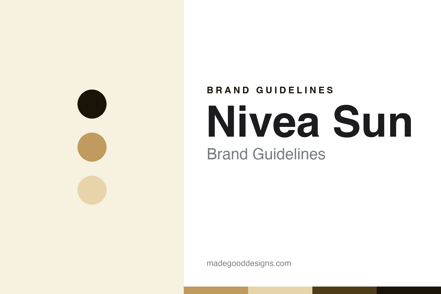 Nivea Sun brand guidelines abstract homage cover: heritage-gold colour discs and sunscreen texture, not an official asset and not the blue-and-white identity