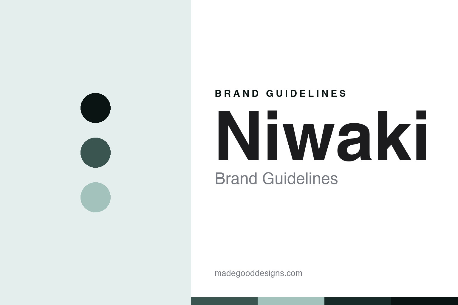 Niwaki brand guidelines — abstract homage cover in slate teal, ink and mist; not a Niwaki product or logo