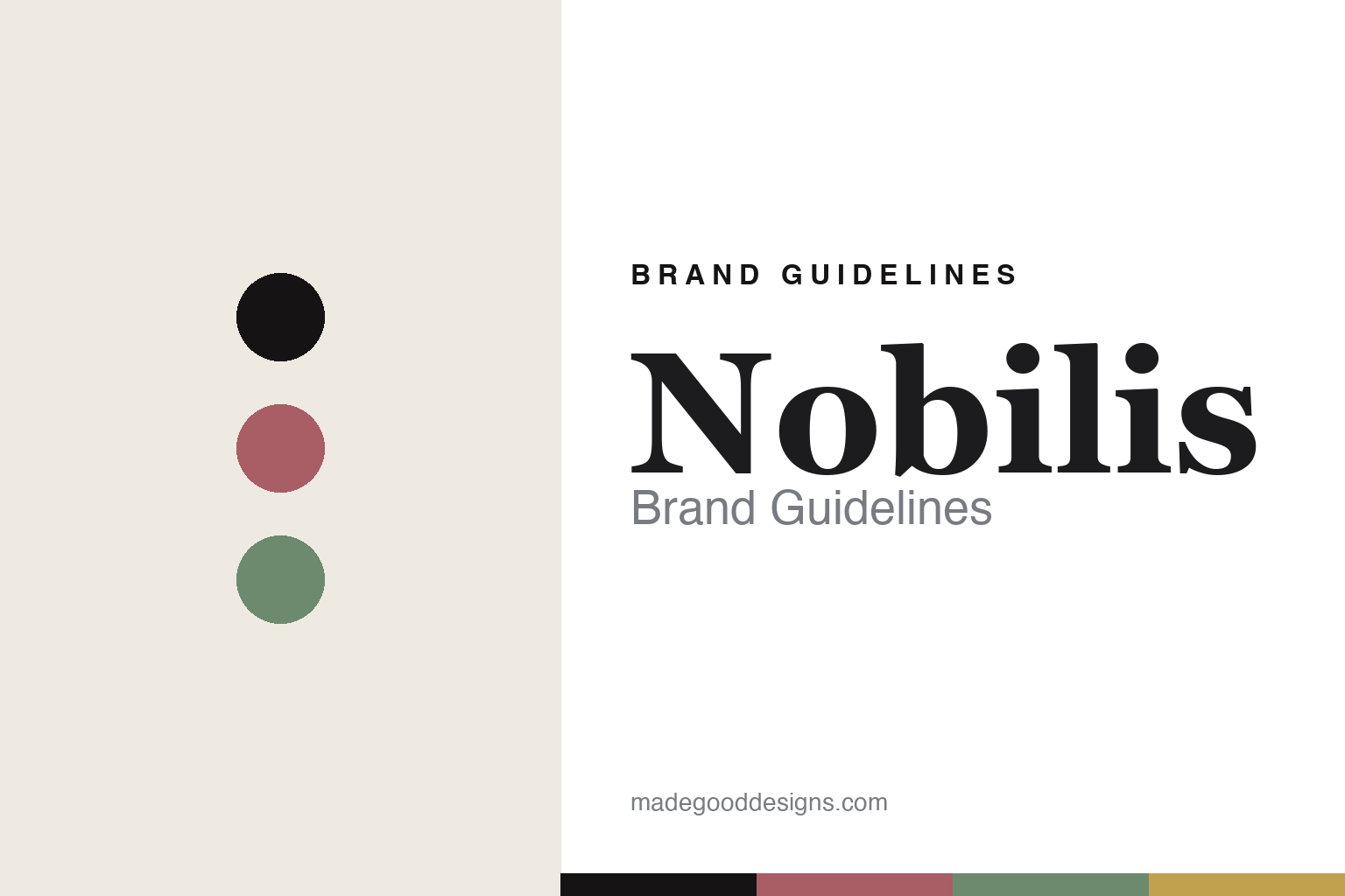 Nobilis brand guidelines — abstract colour-disc homage in rose and green (not the Nobilis fabrics or packaging)