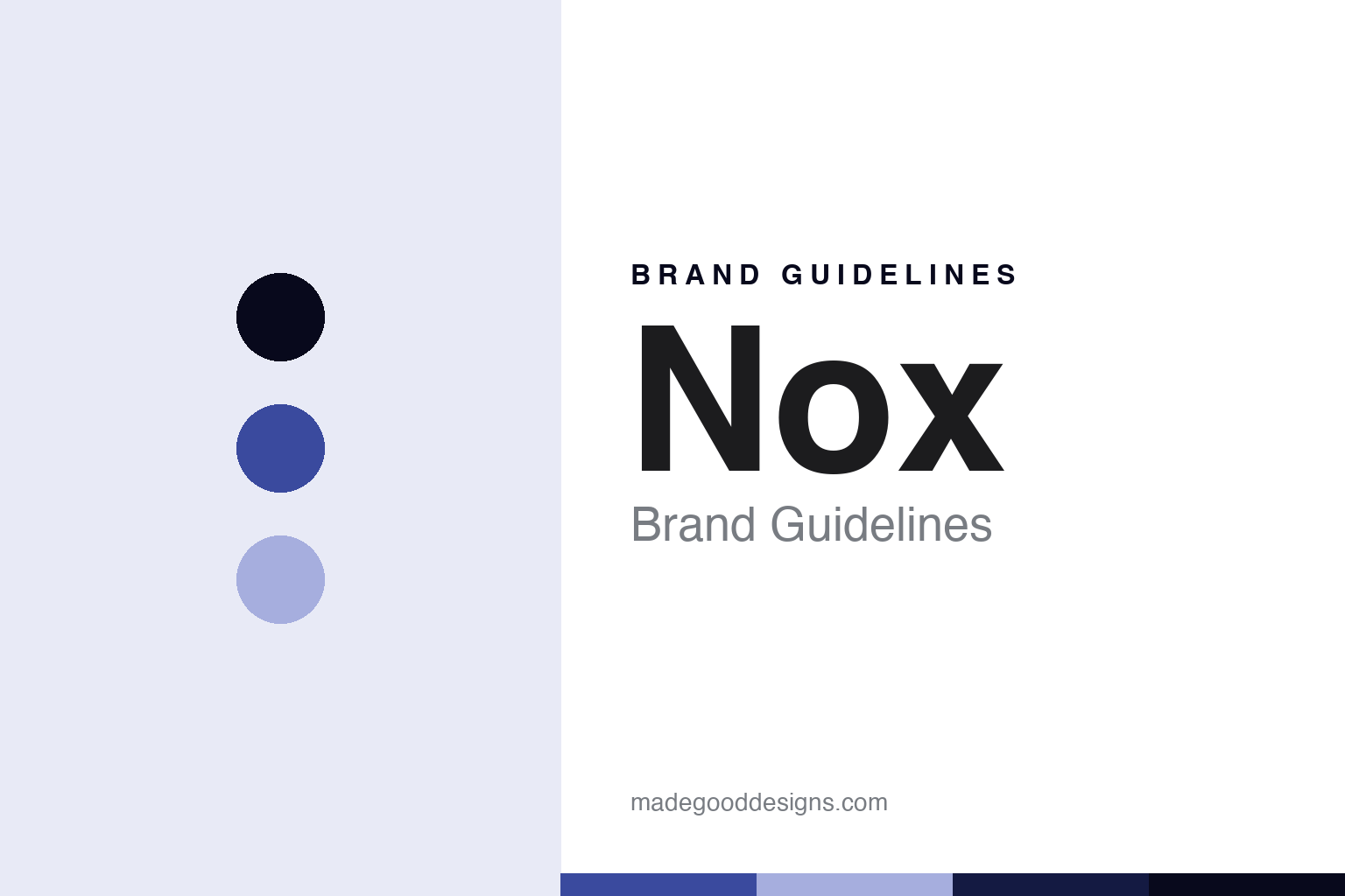 Nox brand guidelines — abstract night-blue-and-carbon colour discs homage (not a Nox product or logo)