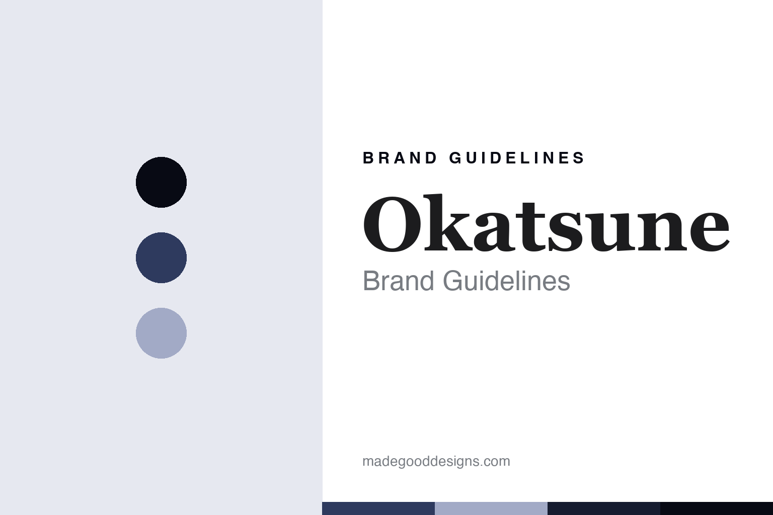 Okatsune brand guidelines — abstract homage cover in indigo, ink and mist; not an Okatsune product or logo