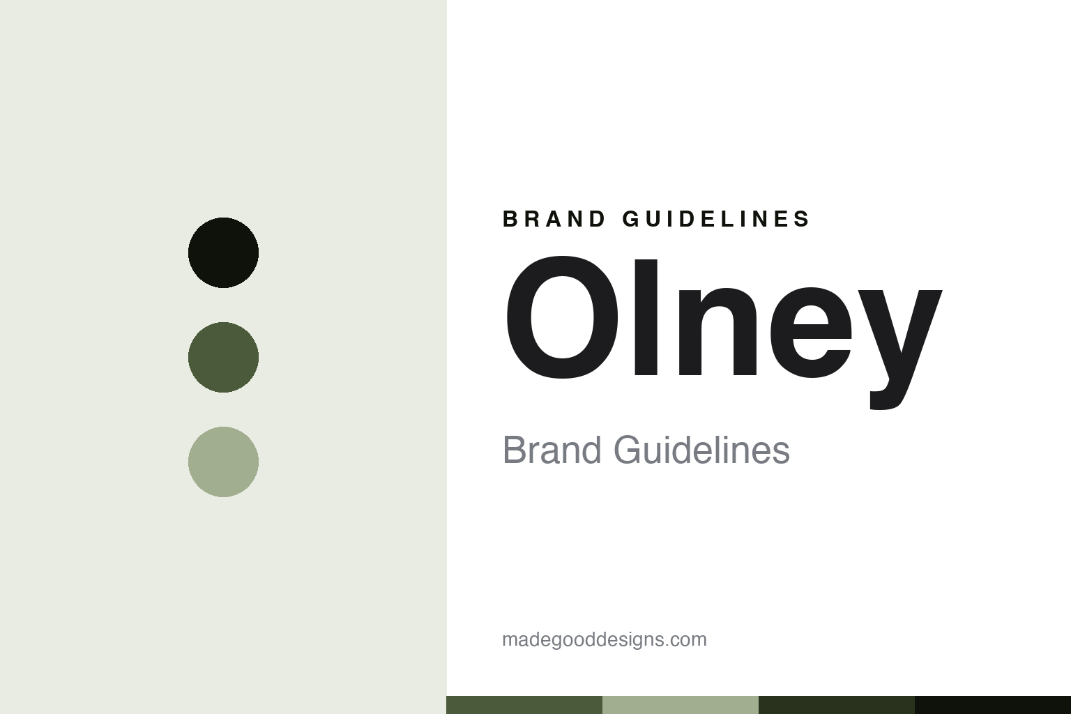 Olney brand guidelines — abstract waxed-olive colour discs and waxed-cotton/tweed-texture homage, not an Olney cap or pattern