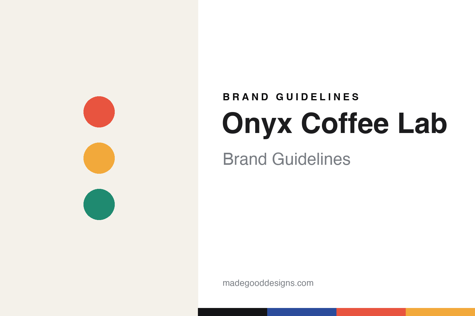 Abstract homage to Onyx Coffee Lab: onyx-black and vivid discs and swatches (not an Onyx logo)