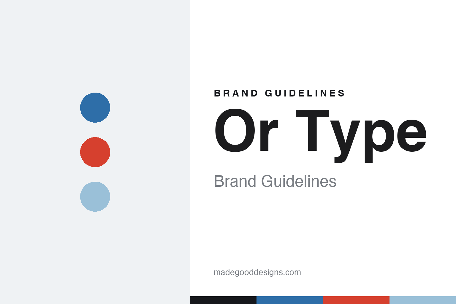 Or Type brand guidelines cover — glacier-blue, lava-red and ice discs (abstract homage)