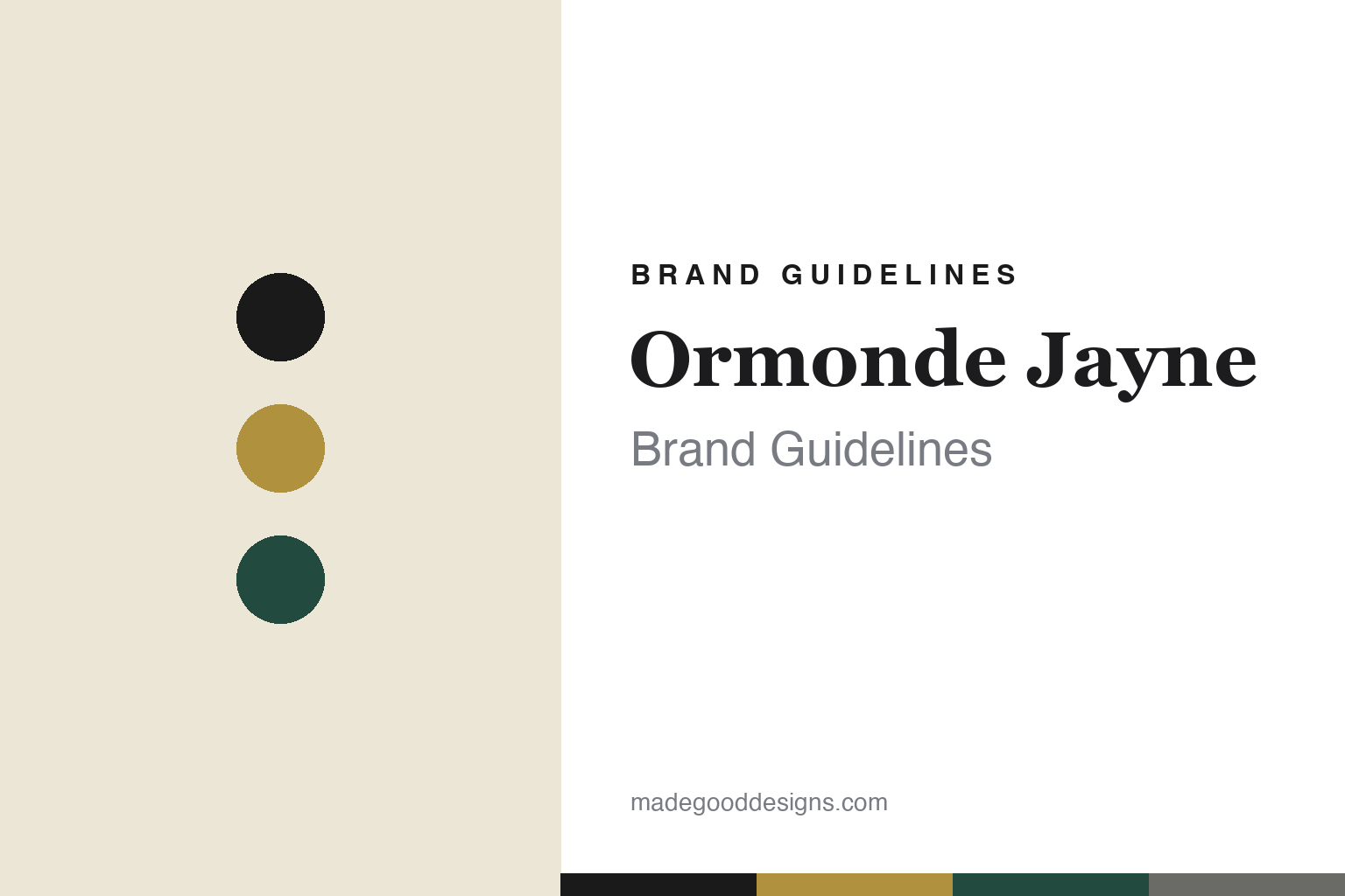 Ormonde Jayne brand guidelines — abstract black-and-gold homage cover