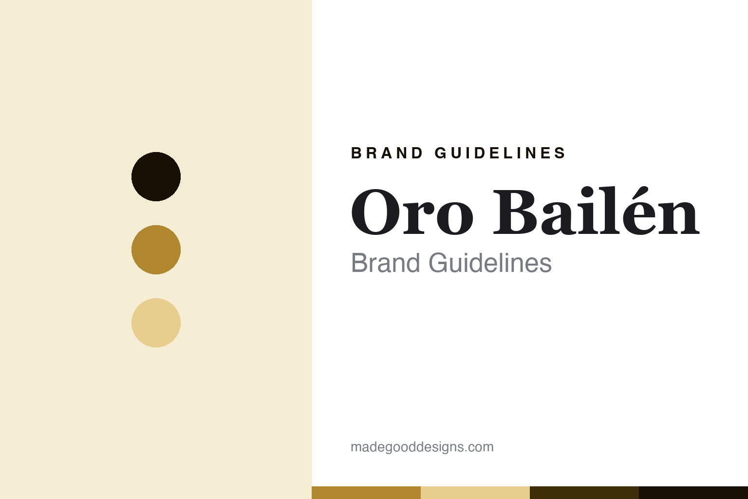 Oro Bailen brand guidelines — abstract homage cover in Bailen gold and wheat with an Andalusian-serif register