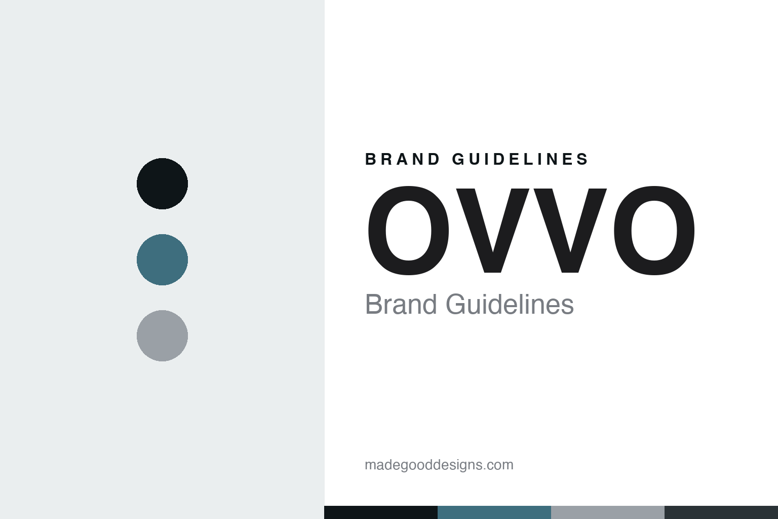 OVVO brand guidelines — abstract steel-teal-and-silver homage cover (colour discs and texture; not an OVVO asset)