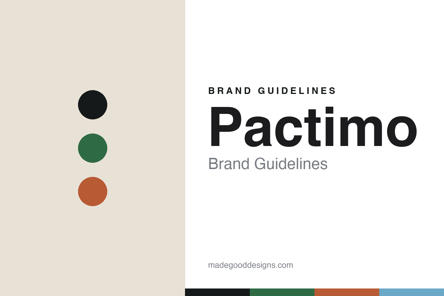 Pactimo brand guidelines cover — abstract Rocky-Mountain colour-disc homage (not the Pactimo logo)