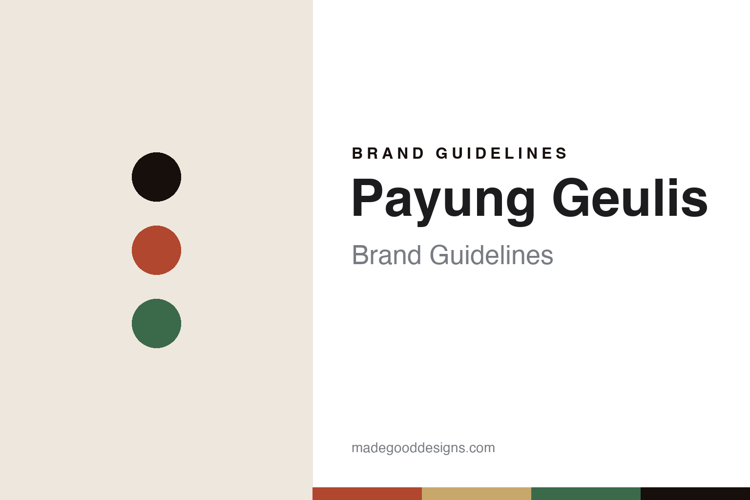 Payung Geulis brand guidelines cover — abstract colour discs and canopy-texture homage, not a parasol, its painted motifs, or the city seal