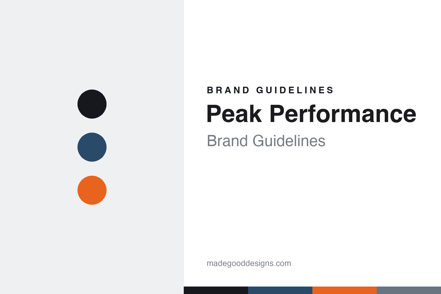 Peak Performance brand guidelines cover — abstract alpine-navy colour-disc homage (not the Peak Performance logo)
