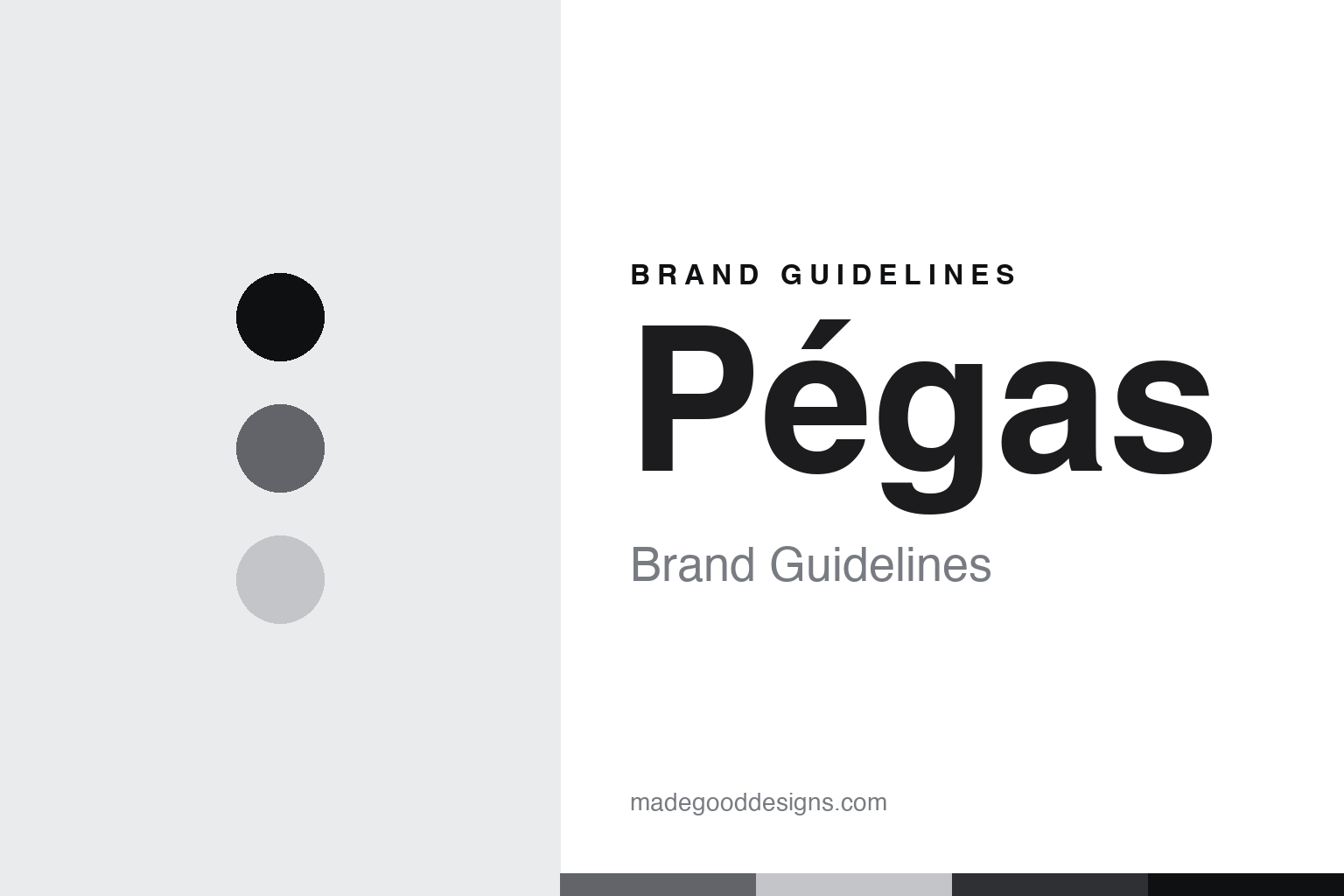 Pégas brand guidelines cover — abstract pewter and silver colour discs and blade-steel texture (homage; not a Pégas blade or logo)