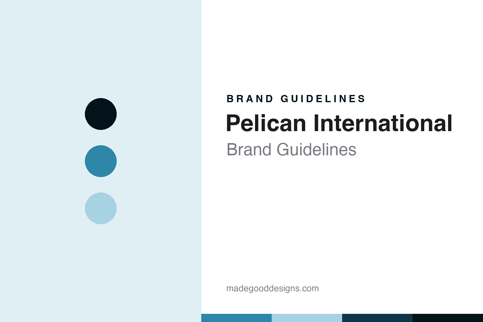 Pelican International brand guidelines cover - abstract cyan discs and multilayer-plastic texture homage, no kayak or logo
