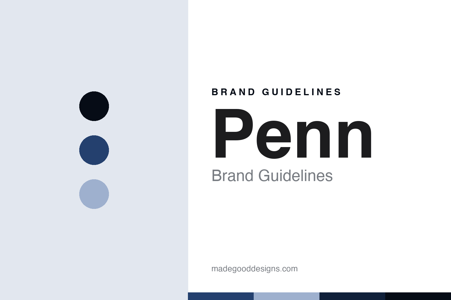 Penn brand guidelines — abstract ocean-blue palette and offshore-sans cover homage (not affiliated)