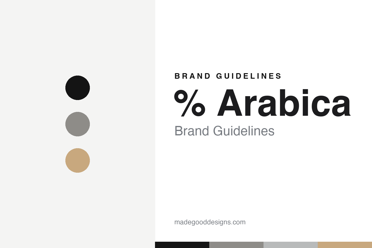 % Arabica brand guidelines — abstract colour-disc homage (white-and-concrete palette), not the % Arabica identity