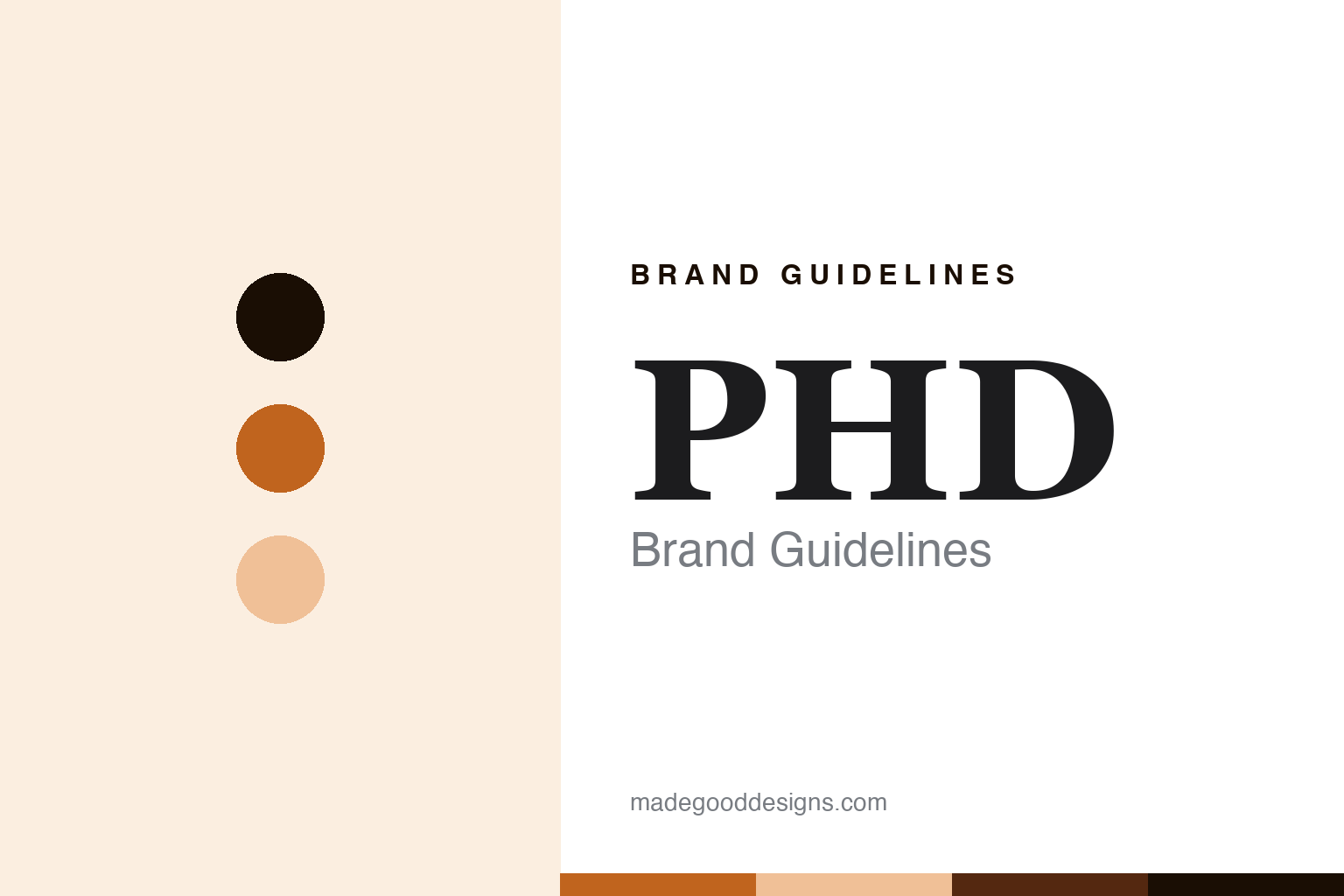 PHD Peter Hutchinson Designs brand guidelines cover - abstract orange colour discs and down-baffle texture