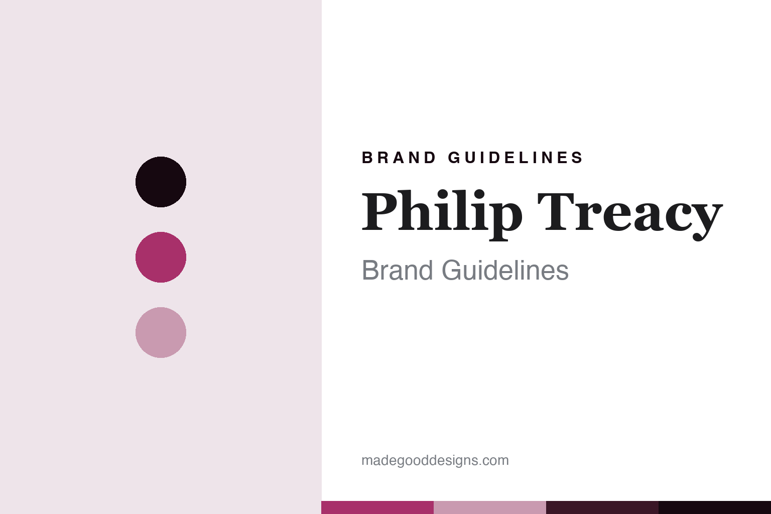 Philip Treacy brand guidelines — abstract magenta colour discs and felt/sinamay-texture homage, not a Philip Treacy hat or headpiece