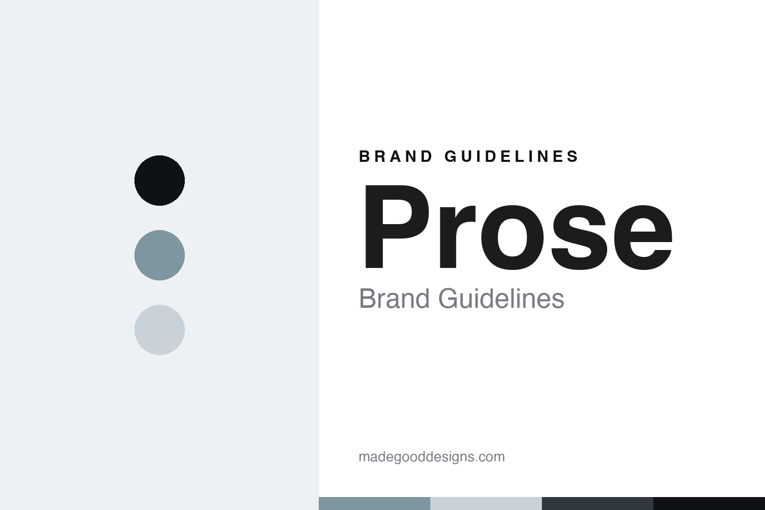 Prose brand guidelines cover - blue-grey discs and serum-and-formula texture, abstract homage