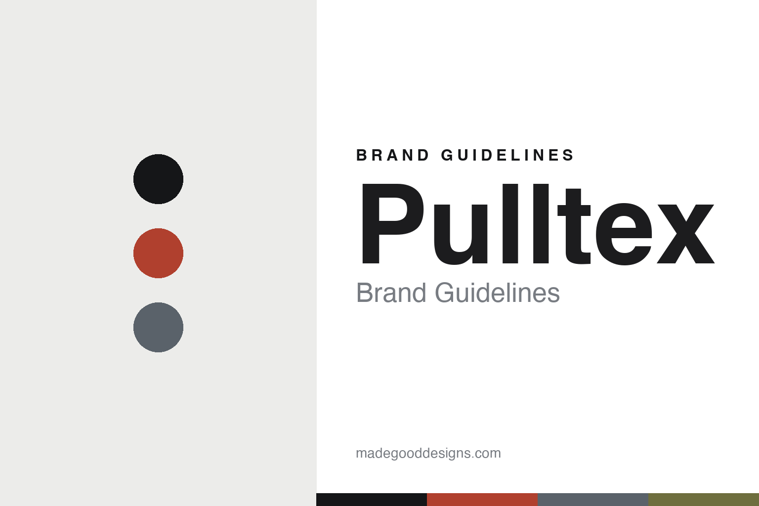 Pulltex brand guidelines — abstract red-and-steel colour-disc homage cover; no logo reproduced.