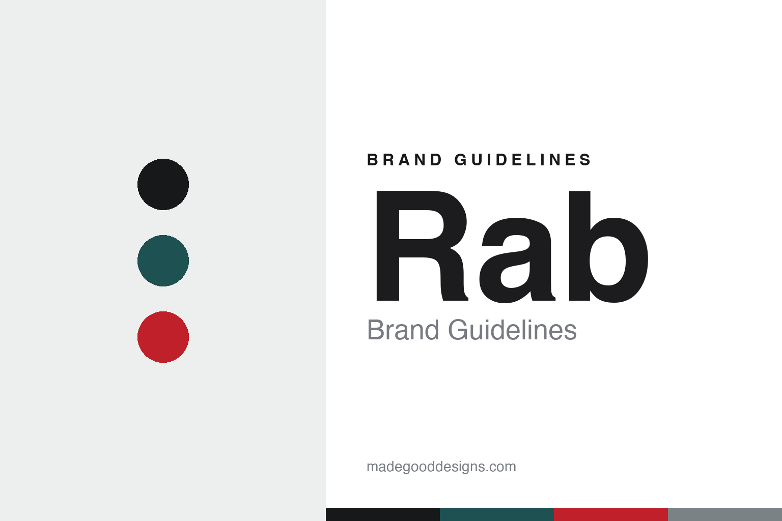 Rab brand guidelines cover — abstract petrol-teal colour-disc homage (not the Rab logo)