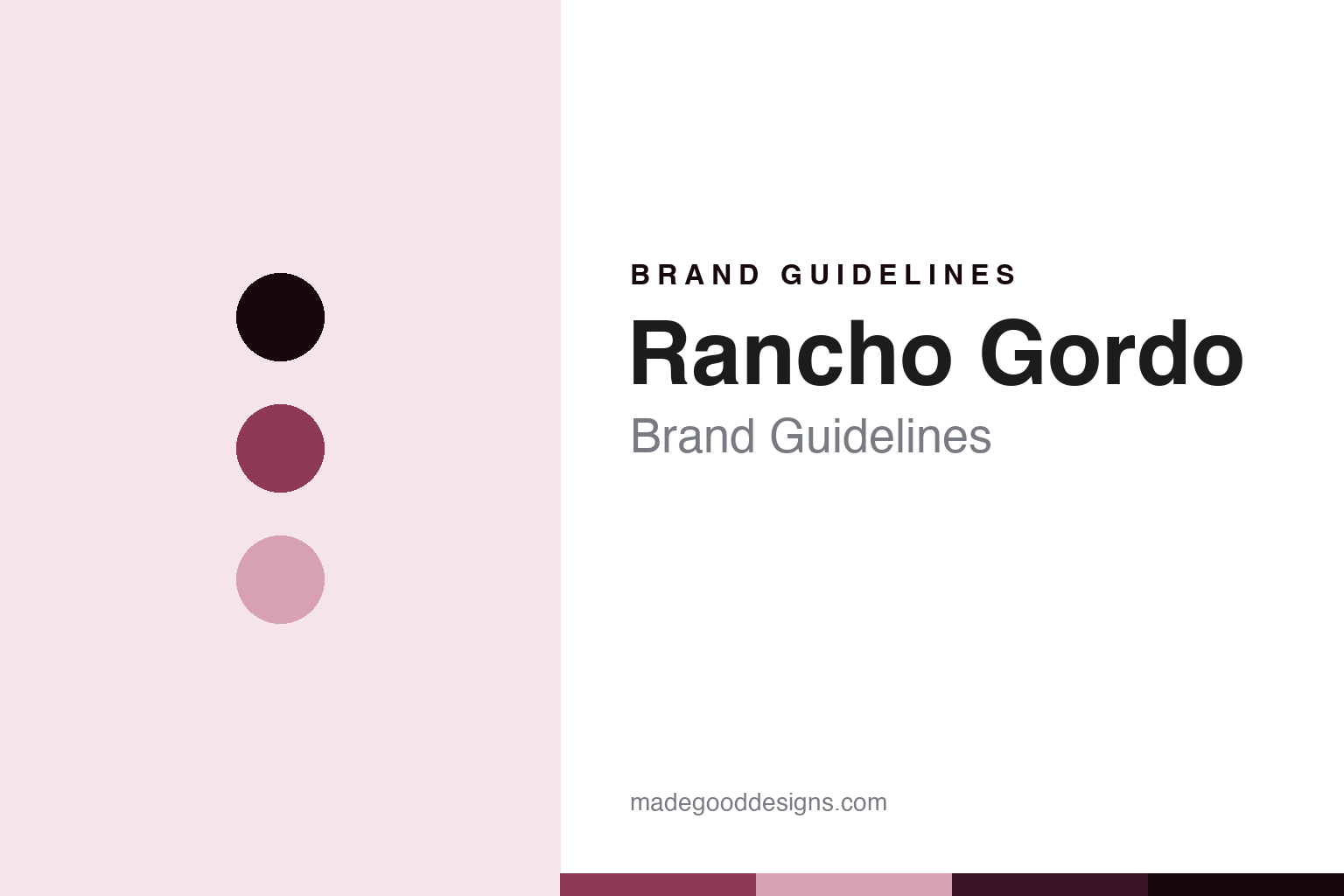 Rancho Gordo brand guidelines — abstract homage cover in bean plum and rose with an heirloom-sans register