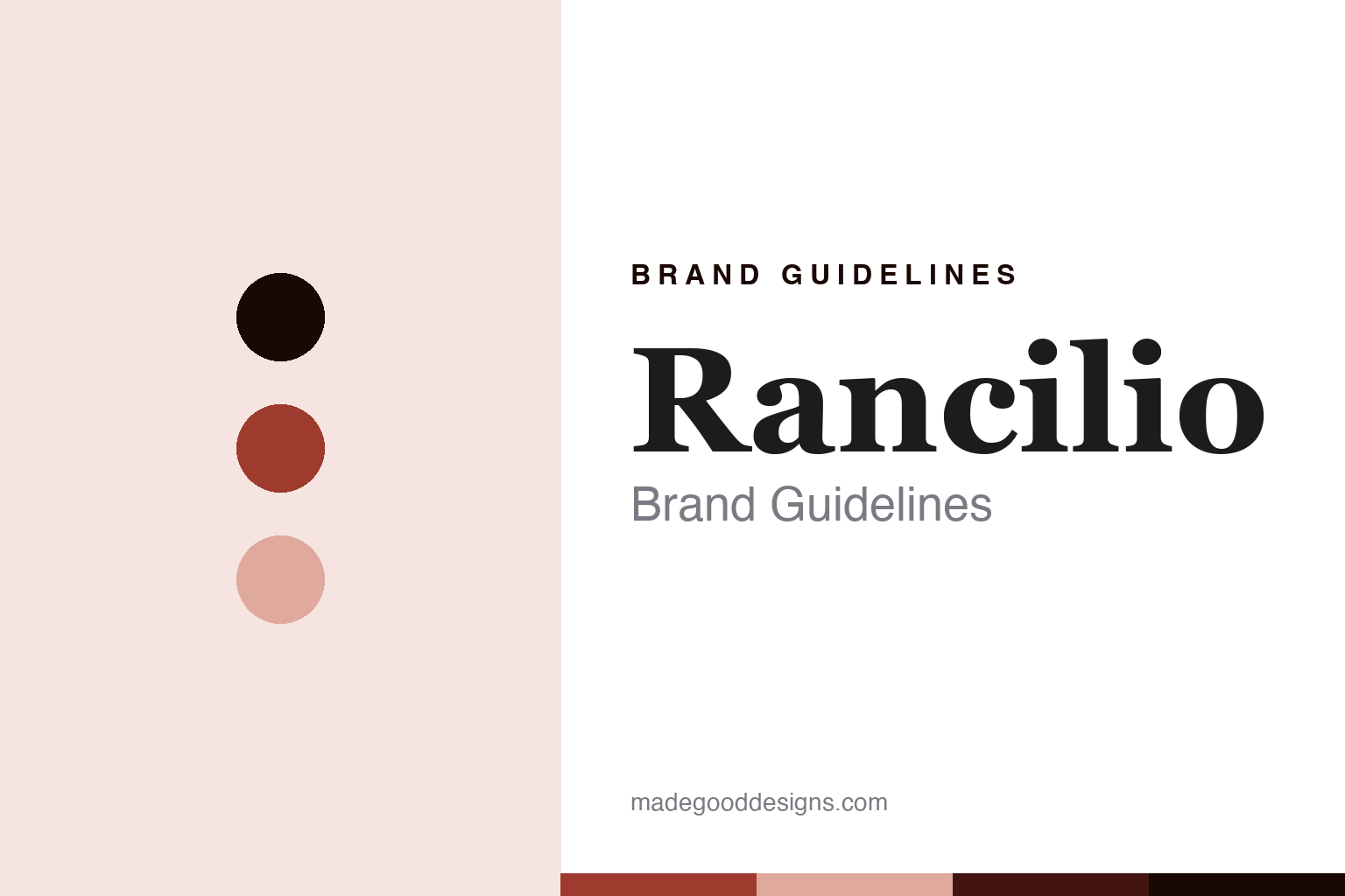 Rancilio brand guidelines — abstract homage cover in espresso red, ink and blush; not a Rancilio product or logo
