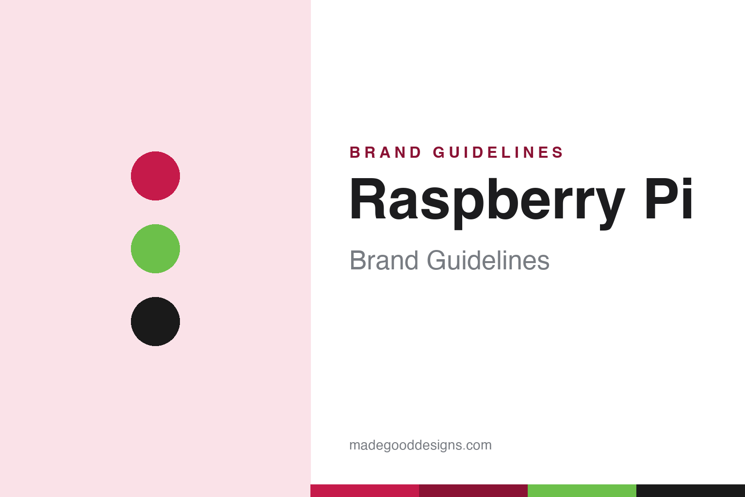 Abstract homage to Raspberry Pi — red and green discs and colour band, not the Raspberry Pi logo