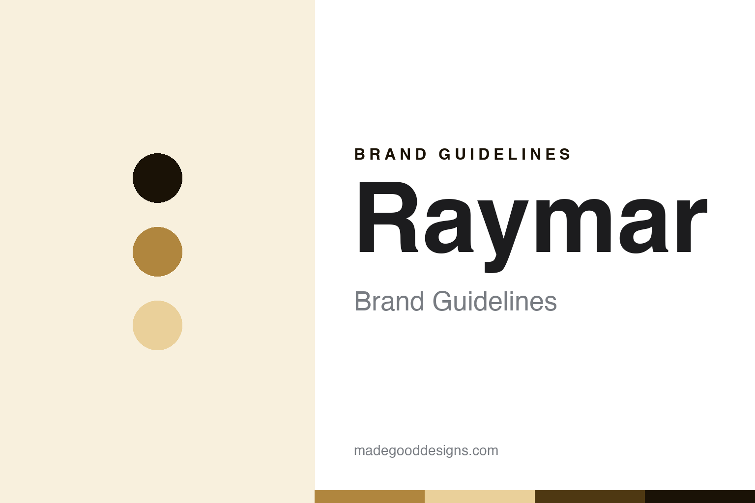 Raymar brand guidelines cover - abstract sandstone-gold colour discs and canvas-tooth texture