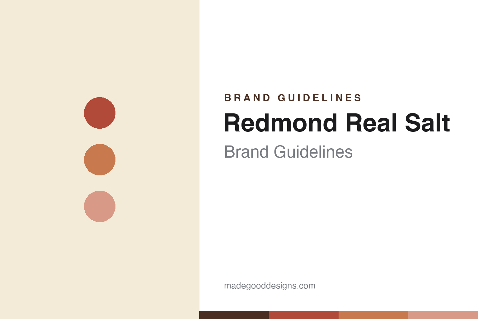 Abstract homage to Redmond Real Salt: earthy rock-red, terracotta and mineral-pink discs and swatches (not a Redmond logo)