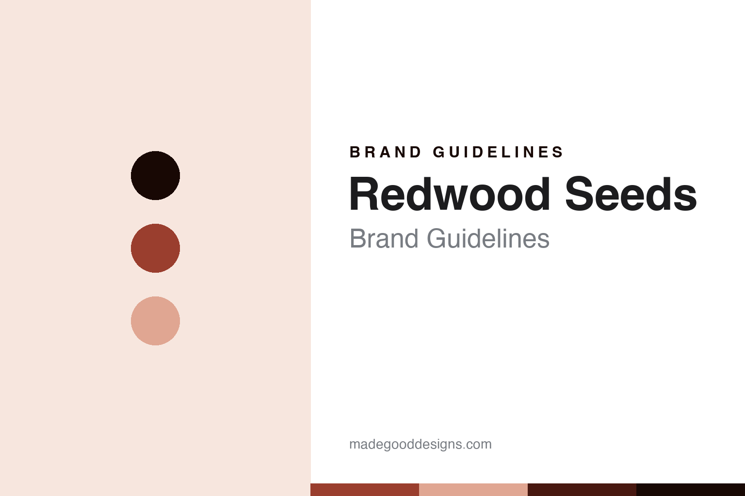 Redwood Seeds brand guidelines - abstract redwood-bark colour discs and seed-packet-paper texture, an unofficial design homage