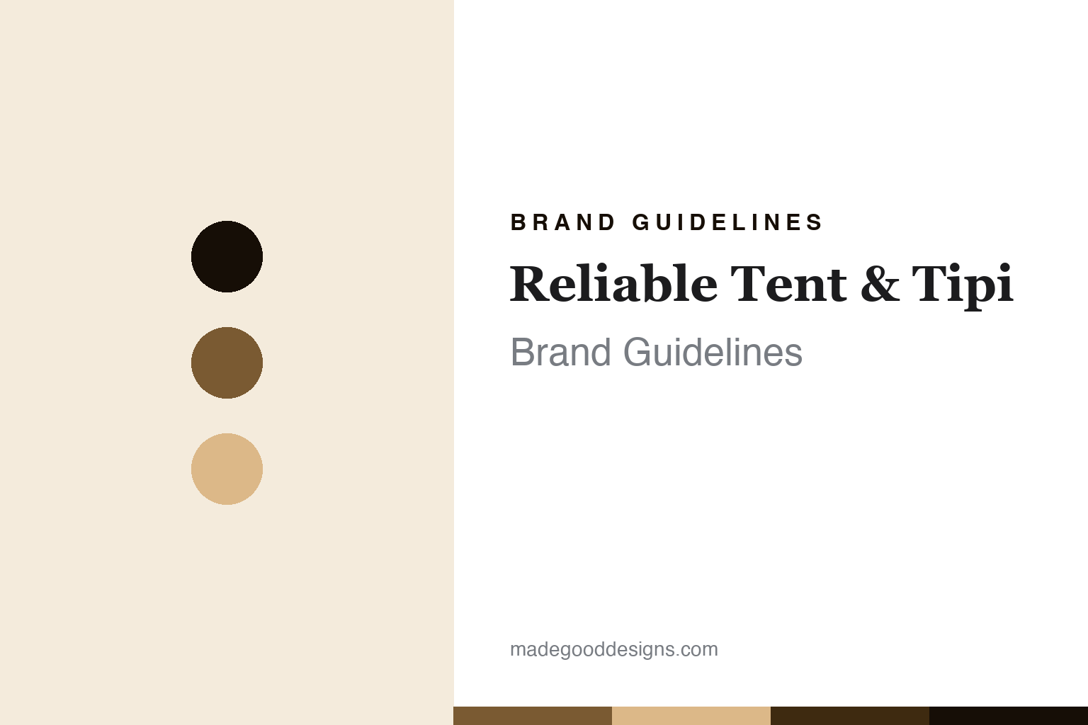 Reliable Tent and Tipi brand guidelines cover - abstract lodgepole-brown colour discs and canvas-weave texture