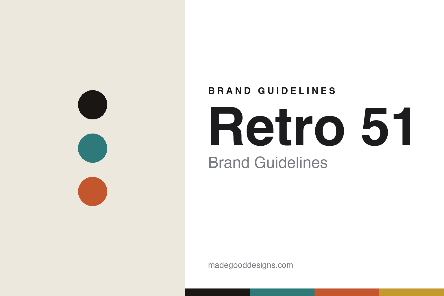 Abstract homage cover for Retro 51 brand guidelines — colour discs and swatches, not a Retro 51 asset