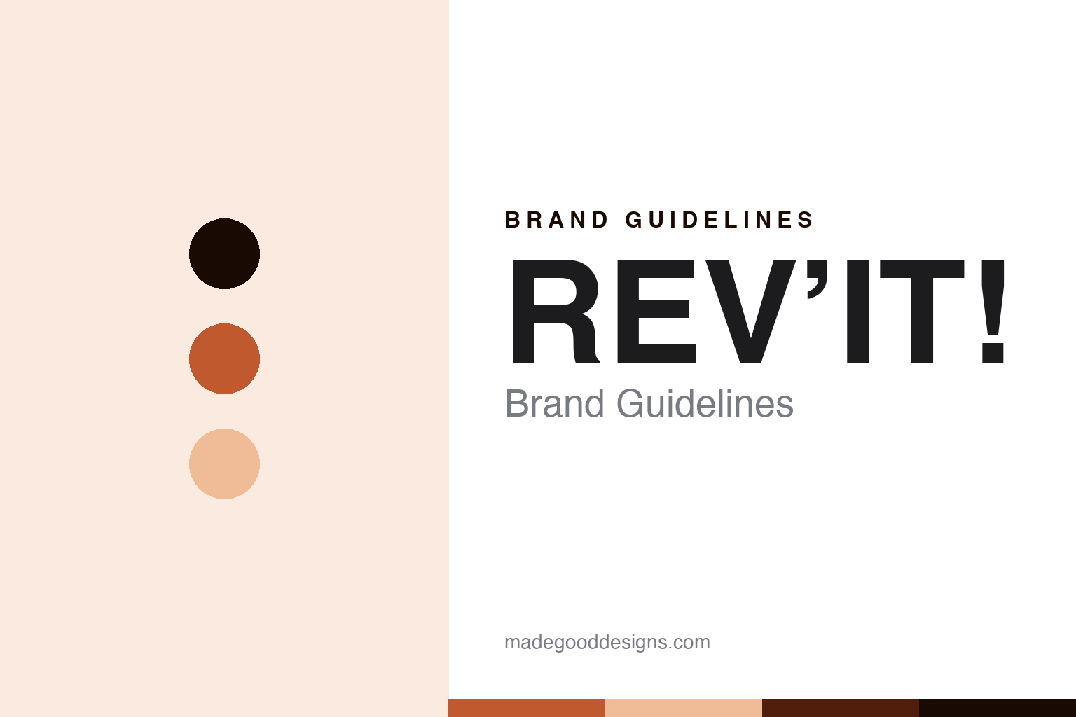 Abstract brand guidelines cover for REV IT, burnt orange colour discs with a textile and membrane texture, an original homage with no garment or logo.