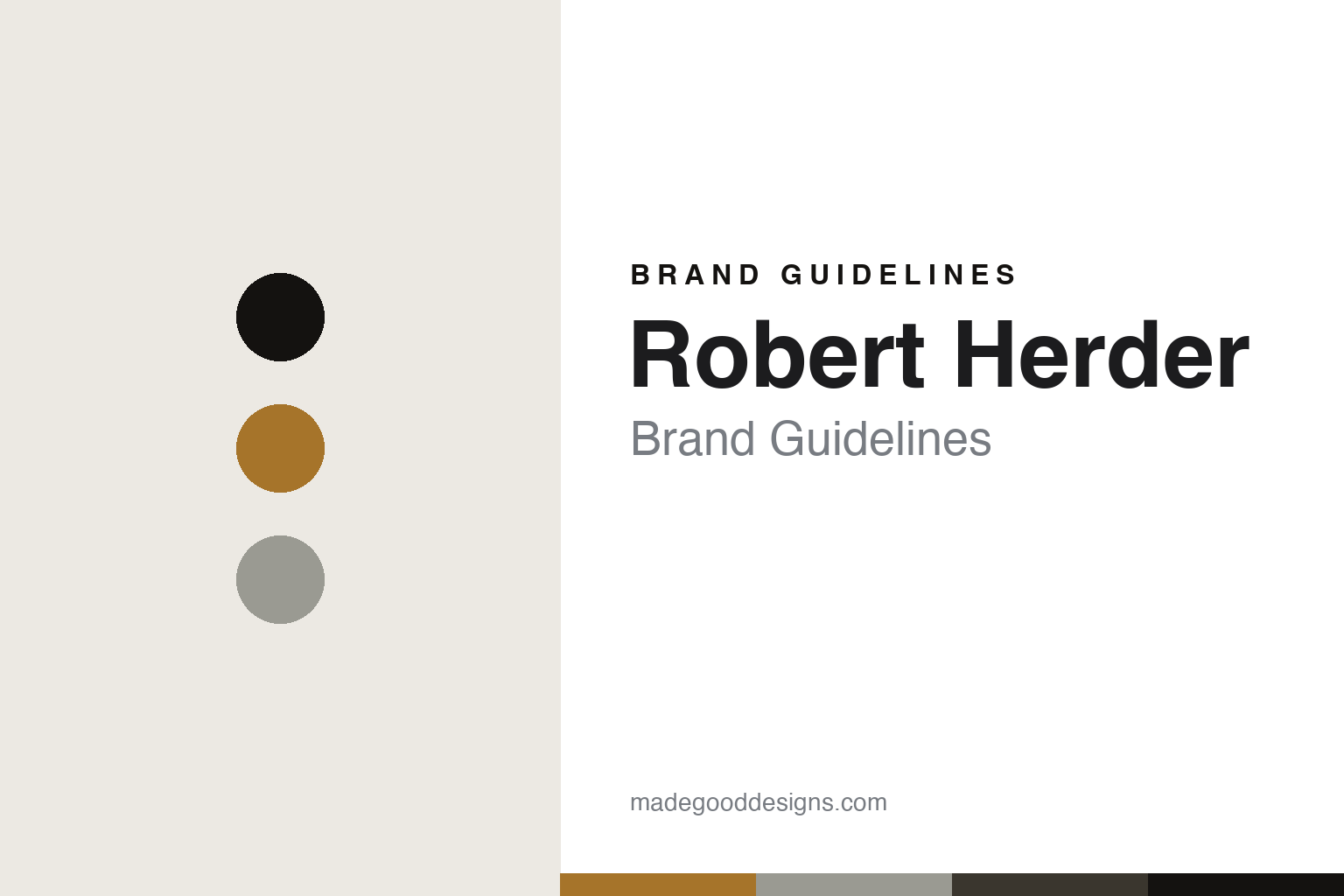 Abstract sandstone and steel cover for a Robert Herder brand guidelines design article (colour discs, not a knife)