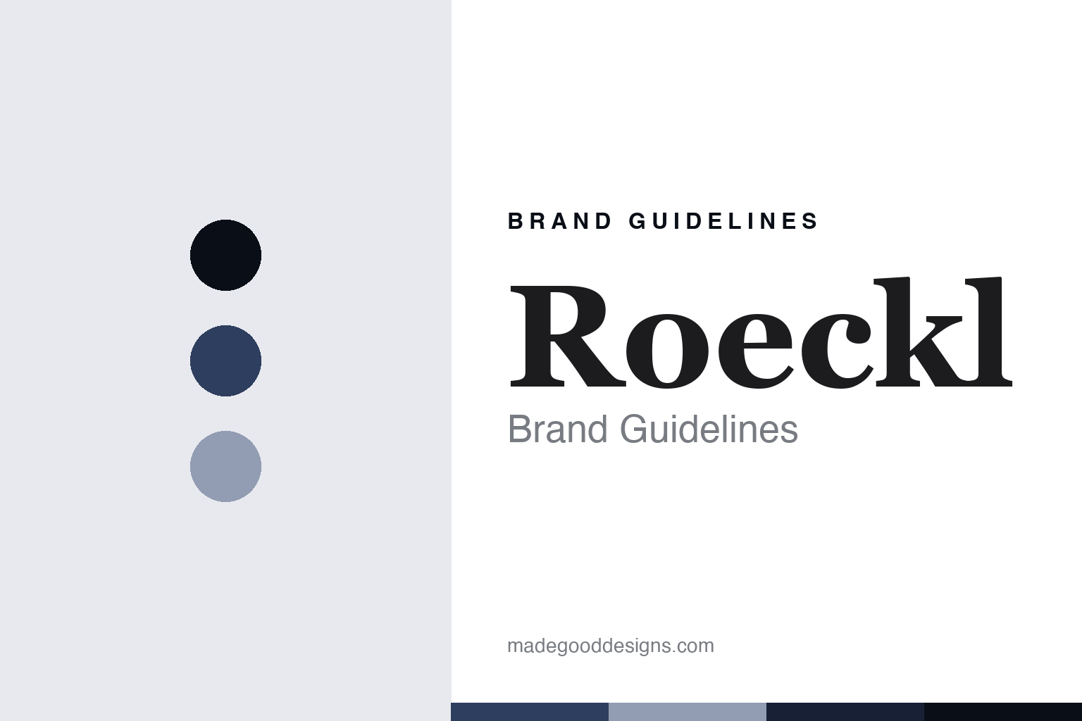 Roeckl brand guidelines — abstract Munich-navy colour discs and leather-texture homage, not a Roeckl glove or court crest