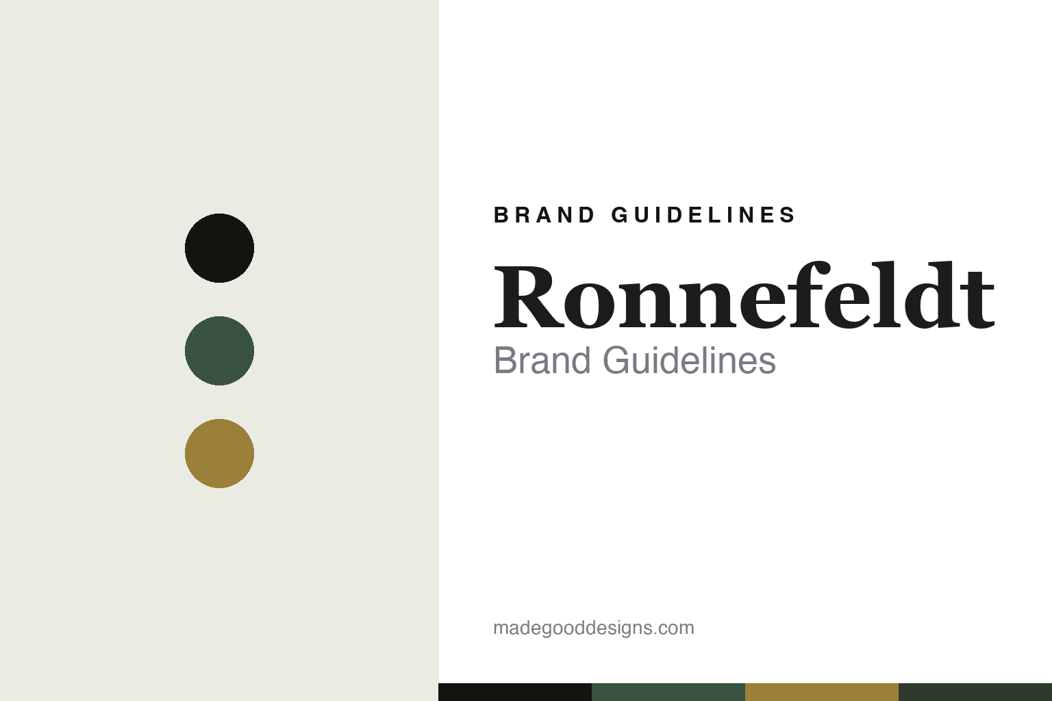 Abstract green-and-gold colour-disc homage to Ronnefeldt's HORECA tea identity (not the Ronnefeldt packaging)