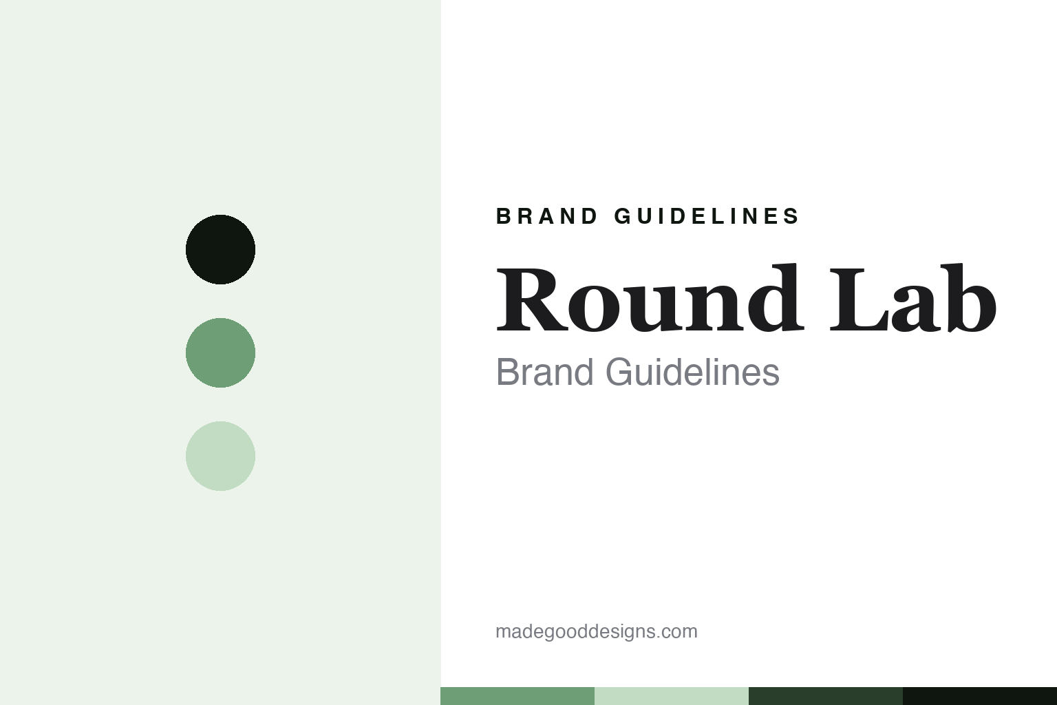 Round Lab brand guidelines abstract homage cover: birch-sage colour discs and sunscreen texture, not an official asset