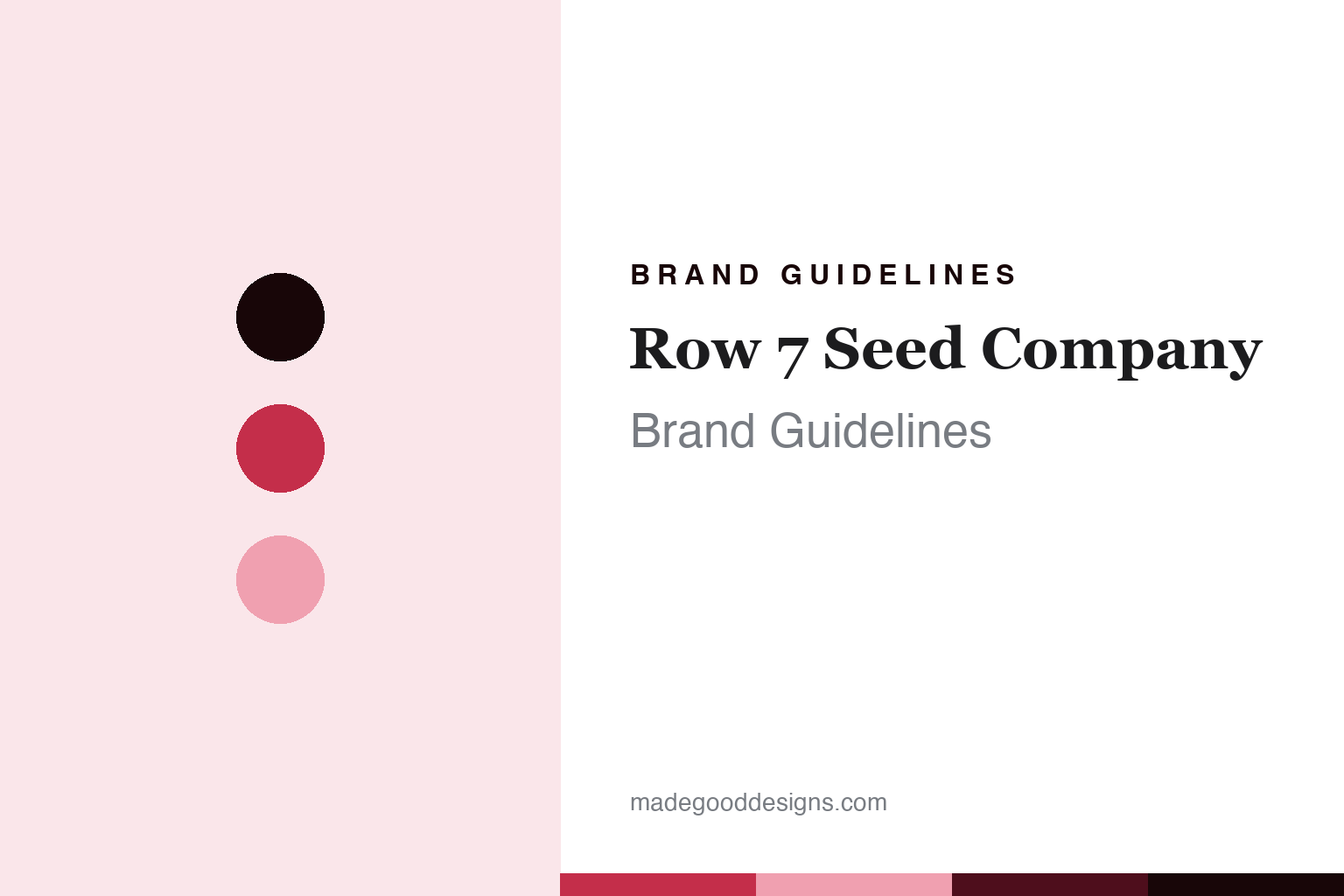 Row 7 Seed Company brand guidelines - abstract beet-crimson colour discs and seed-packet-paper texture, an unofficial design homage