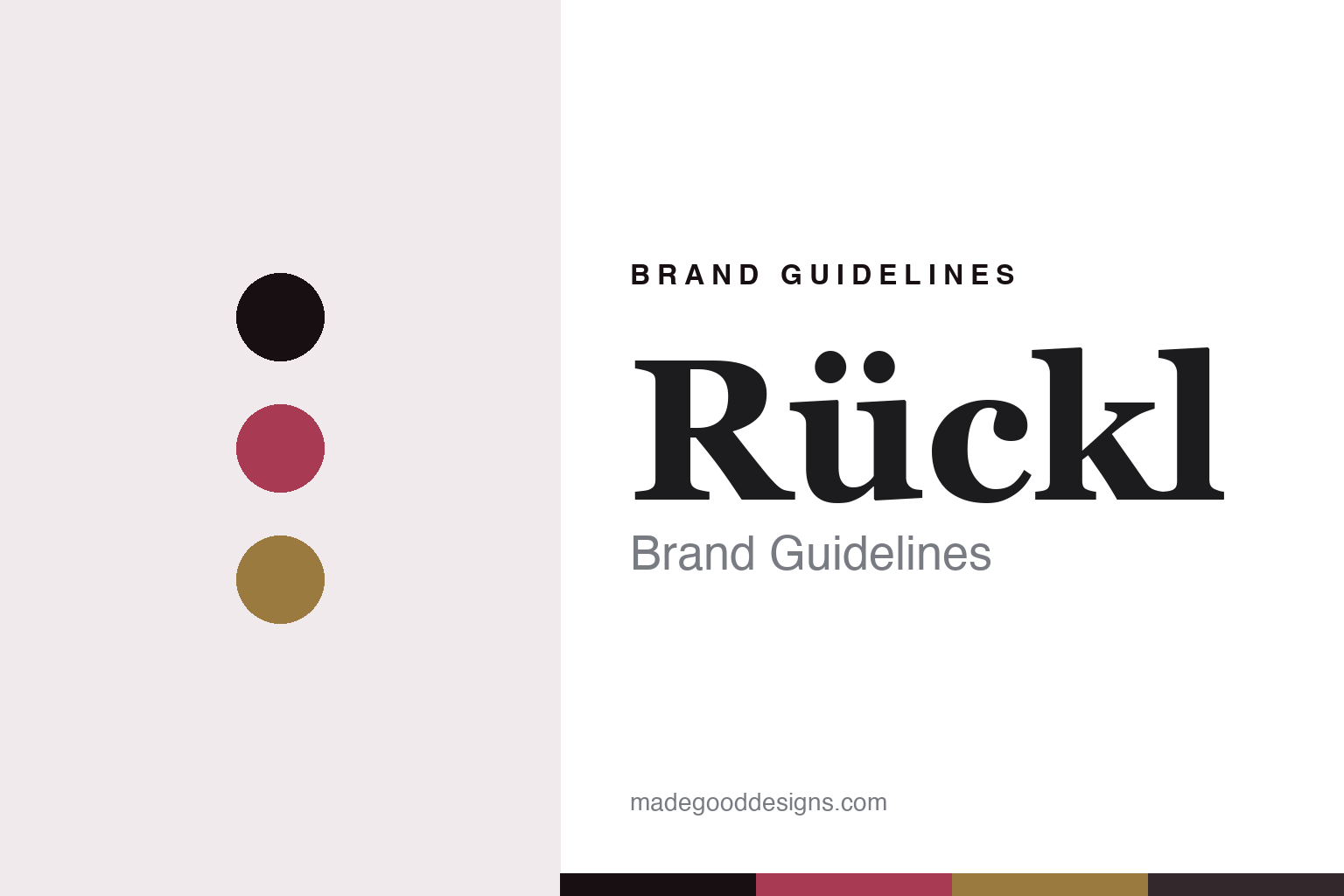 Rückl brand guidelines — abstract cranberry-and-gold homage cover (colour discs and crystal texture; not a Rückl asset)