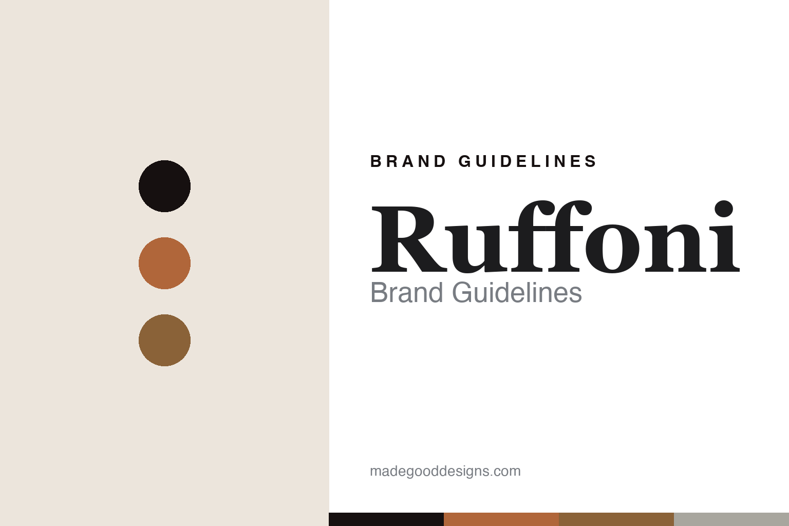 Ruffoni brand guidelines — abstract colour-disc homage to the Omegna family's hammered artisan copper (no logo or product shown)