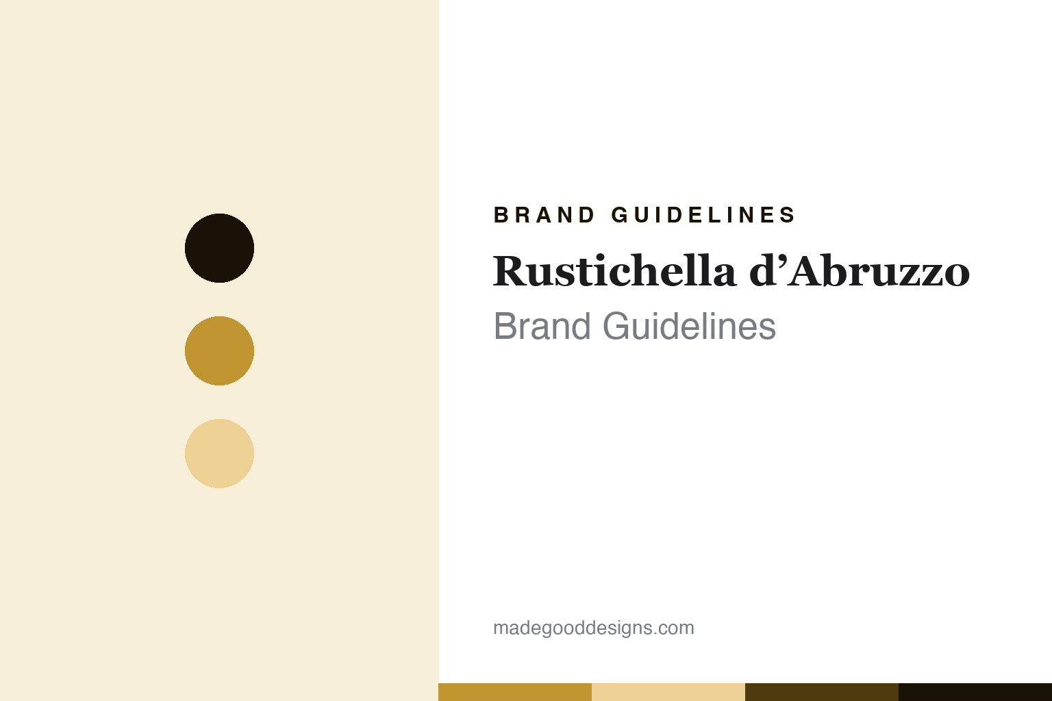 Rustichella dAbruzzo brand guidelines — abstract homage cover in semolina gold and wheat with a pasta-serif register