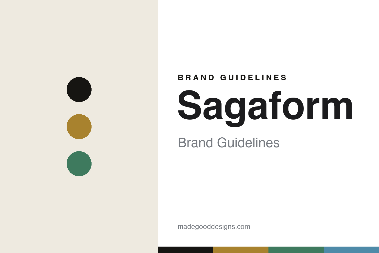 Sagaform brand guidelines — abstract oak-and-pine colour-disc homage cover; no logo reproduced.
