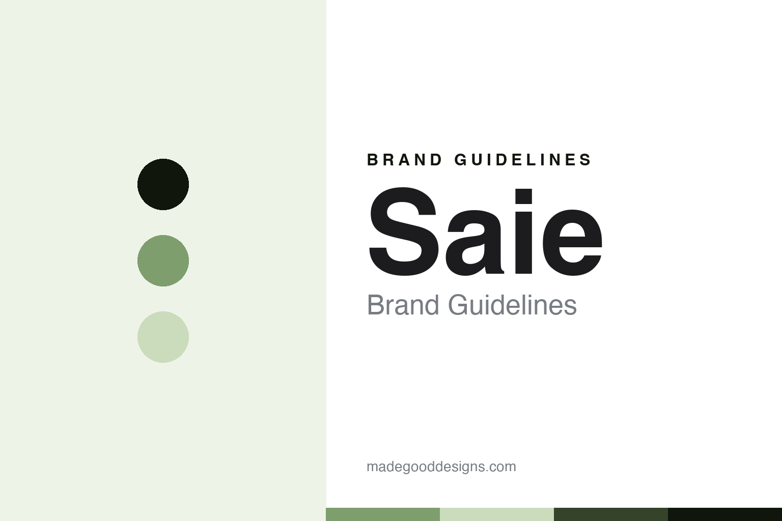 Saie brand guidelines cover - sage discs and dew-and-glow texture, abstract homage