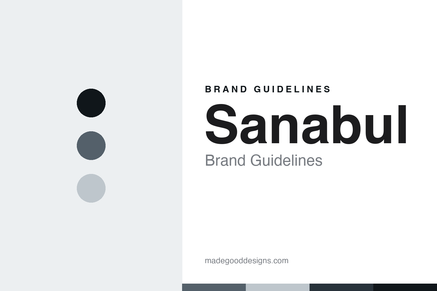 Sanabul brand guidelines cover — abstract slate palette discs and training-material texture (homage, not the Sanabul logo)