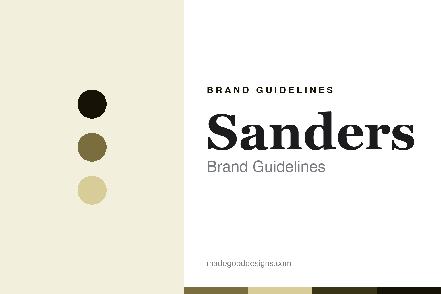 Sanders brand guidelines cover - abstract drab-olive colour discs and welt-stitch texture