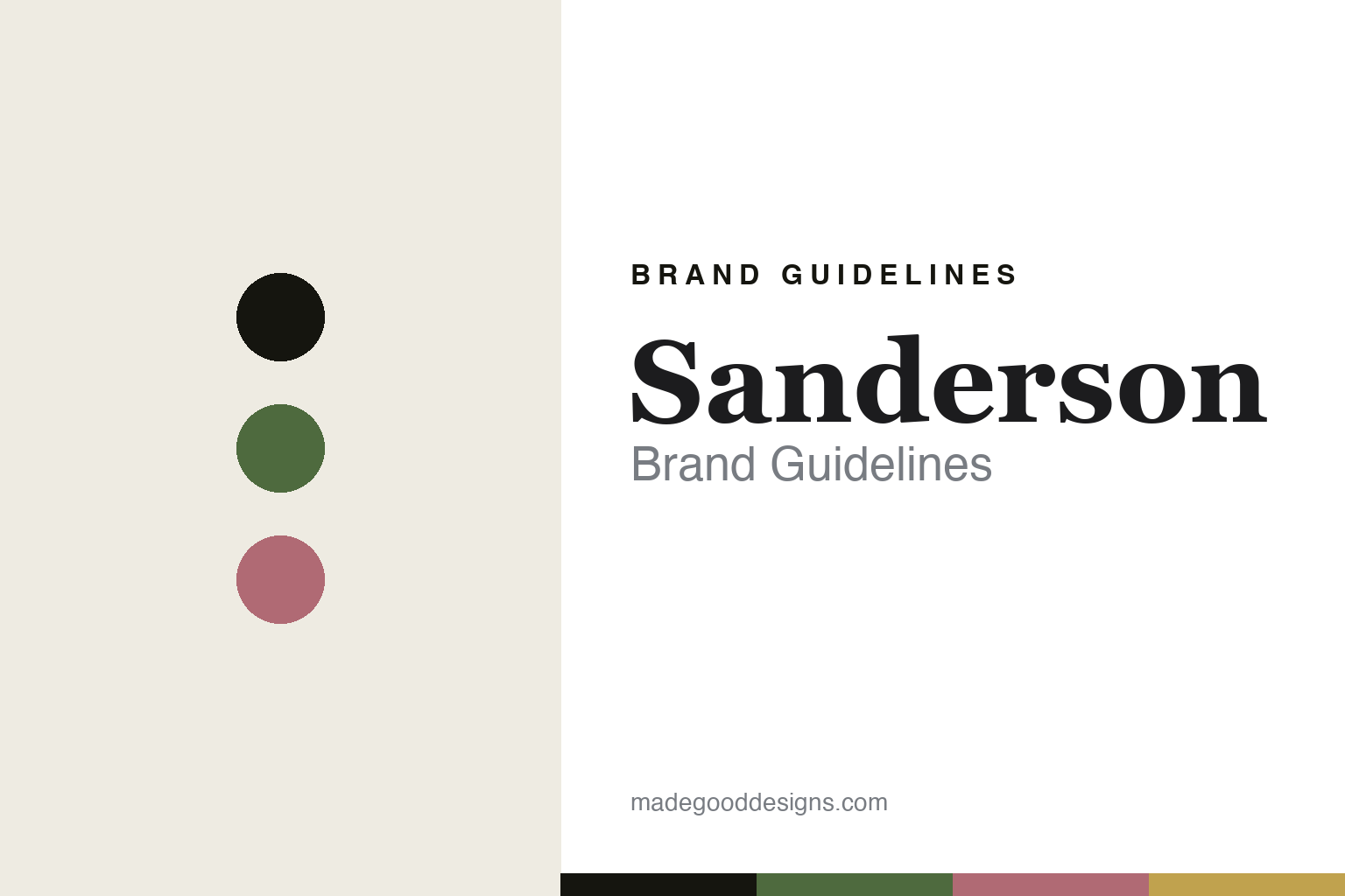 Sanderson brand guidelines — abstract colour-disc homage in leaf and rose (not the Sanderson prints or packaging)
