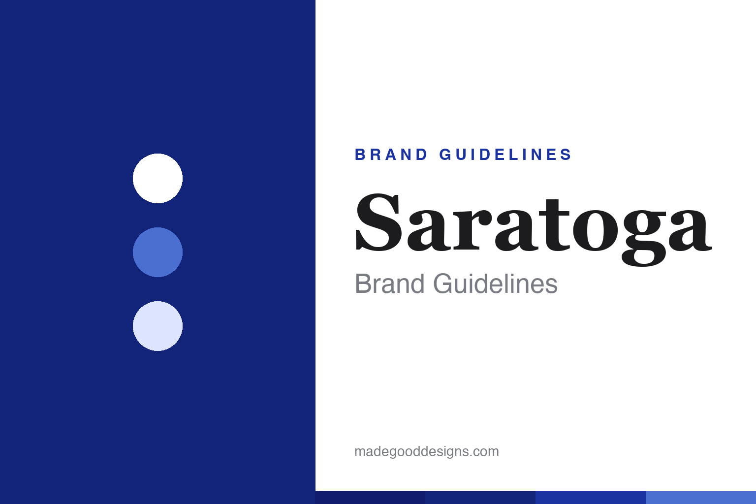 Abstract cobalt-blue palette homage for the Saratoga Spring Water brand guidelines (not the Saratoga bottle or logo)