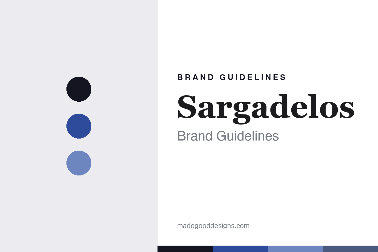 Sargadelos brand guidelines — abstract colour-disc homage to the Galician house's cobalt-blue geometric ceramics (no logo or product shown)